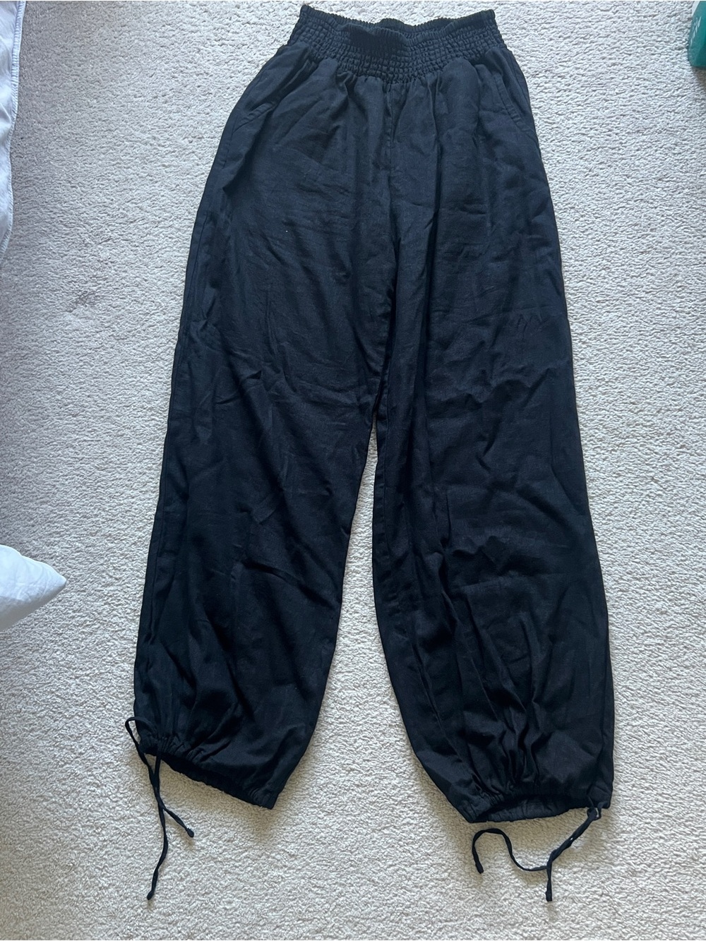Old Navy Black Smocked Waist Harem Pants